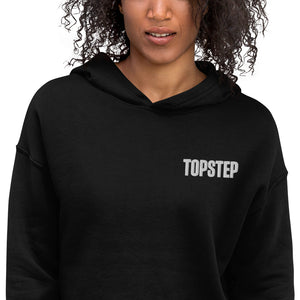 Embroidered Topstep Crop Hoodie (White on Black)